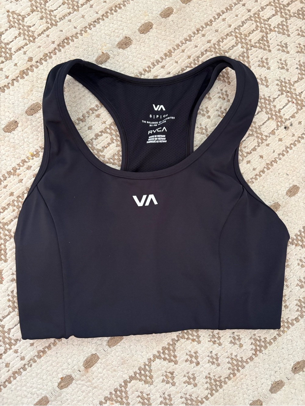 RVCA Black Racerback VA Logo Sports Bra